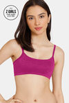 Rosaline Girls Double Layered Non Wired 3/4th Coverage Bralette With Elastic Strap - Festival Fuchsia — thumbnail 1